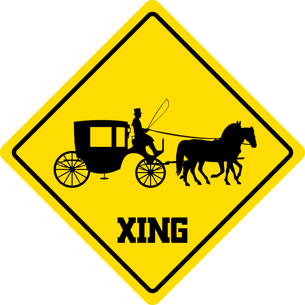 *Aluminum* Horse And Carriage Crossing Funny Metal Novelty Sign 12"x12